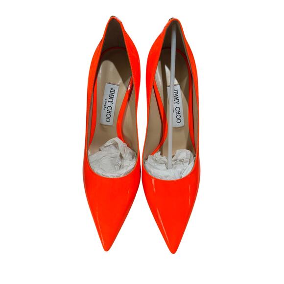 Jimmy Choo Love 100 Neon Orange Patent Leather Pumps Size 35.5 EU - Picture 7 of 13